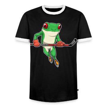 Frosch Eishockey Eishockeyschläger - Männer Kontrast-T-Shirt - Schwarz/Weiß - Vorne - AI Model Female 172 light (172cm) & AI Model Male 178 light (178cm)
