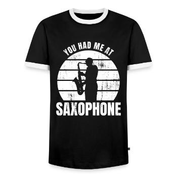 You had me on the saxophone - Men's Ringer Shirt - black/white - Front - AI Model Female 172 light (172cm) & AI Model Male 178 light (178cm)