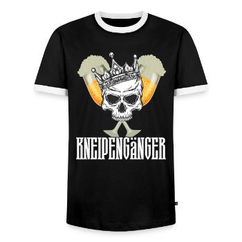 Kneipengänger Outfit für Bier-Liebhaber und Partys - Männer Kontrast-T-Shirt - Schwarz/Weiß - Vorne - AI Model Female 172 light (172cm) & AI Model Male 178 light (178cm)