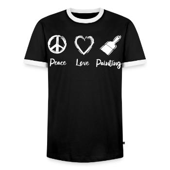 Peace Love Painting - Männer Kontrast-T-Shirt - Schwarz/Weiß - Vorne - AI Model Female 172 light (172cm) & AI Model Male 178 light (178cm)