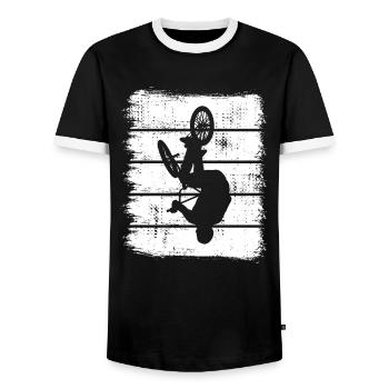 BMX Skizze - Männer Kontrast-T-Shirt - Schwarz/Weiß - Vorne - AI Model Female 172 light (172cm) & AI Model Male 178 light (178cm)