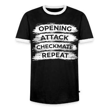 Schach Techniken - Männer Kontrast-T-Shirt - Schwarz/Weiß - Vorne - AI Model Female 172 light (172cm) & AI Model Male 178 light (178cm)