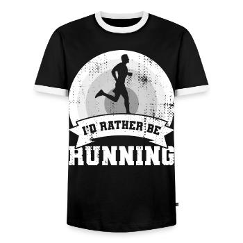 I'd rather go for a run - Men's Ringer Shirt - black/white - Front - AI Model Female 172 light (172cm) & AI Model Male 178 light (178cm)