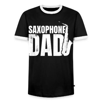 Père saxophoniste - T-shirt contrasté Homme - noir/blanc - Devant - AI Model Female 172 light (172cm) & AI Model Male 178 light (178cm)