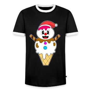 Glace gaufre de Noël Snowman - T-shirt contrasté Homme - noir/blanc - Devant - AI Model Female 172 light (172cm) & AI Model Male 178 light (178cm)