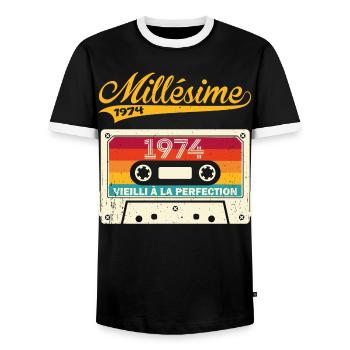 Millésime 1974 Cadeau 49 Ans Anniversaire Humour - T-shirt contrasté Homme - noir/blanc - Devant - AI Model Female 172 light (172cm) & AI Model Male 178 light (178cm)