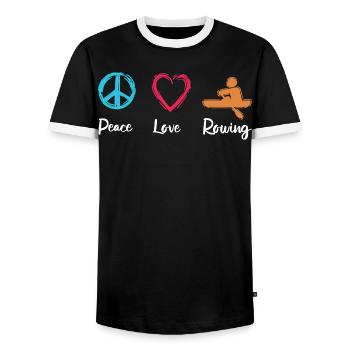 Frieden Liebe Rudern - Männer Kontrast-T-Shirt - Schwarz/Weiß - Vorne - AI Model Female 172 light (172cm) & AI Model Male 178 light (178cm)