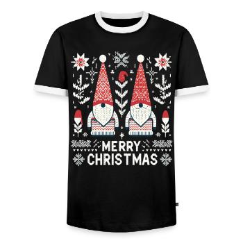 Joyeux Noël Gnomes tricot motif Look - T-shirt contrasté Homme - noir/blanc - Devant - AI Model Female 172 light (172cm) & AI Model Male 178 light (178cm)