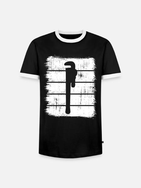 Water Pipe Wrench Sketch - Men's Ringer Shirt - black/white
