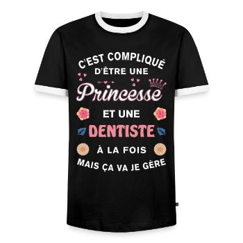 Cadeau Humoristique Dentiste Princesse - T-shirt contrasté Homme - noir/blanc - Devant - AI Model Female 172 light (172cm) & AI Model Male 178 light (178cm)
