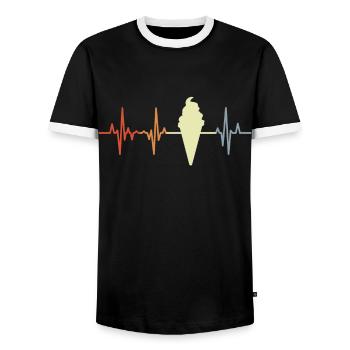 Eiswaffel Herzklopfen Vintage Look - Männer Kontrast-T-Shirt - Schwarz/Weiß - Vorne - AI Model Female 172 light (172cm) & AI Model Male 178 light (178cm)