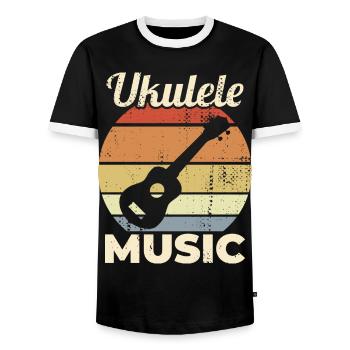 Vintage Ukulele Musik - Männer Kontrast-T-Shirt - Schwarz/Weiß - Vorne - AI Model Female 172 light (172cm) & AI Model Male 178 light (178cm)