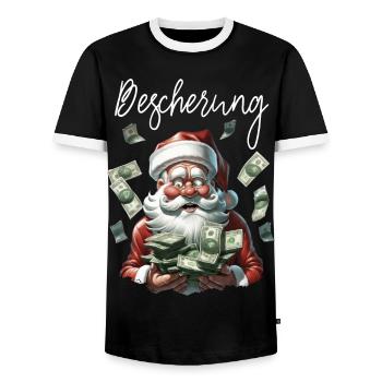 Geldregen Santa Weihnachten Weihnachtsmann - Männer Kontrast-T-Shirt - Schwarz/Weiß - Vorne - AI Model Female 172 light (172cm) & AI Model Male 178 light (178cm)