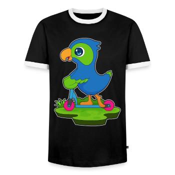 Trottinette Perroquet - T-shirt contrasté Homme - noir/blanc - Devant - AI Model Female 172 light (172cm) & AI Model Male 178 light (178cm)