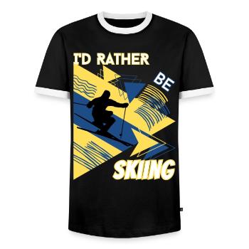 I'd Rather Ski - Ski Wintersportler Skifahrer - Männer Kontrast-T-Shirt - Schwarz/Weiß - Vorne - AI Model Female 172 light (172cm) & AI Model Male 178 light (178cm)