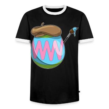Osterei Ostern Malen  - Männer Kontrast-T-Shirt - Schwarz/Weiß - Vorne - AI Model Female 172 light (172cm) & AI Model Male 178 light (178cm)