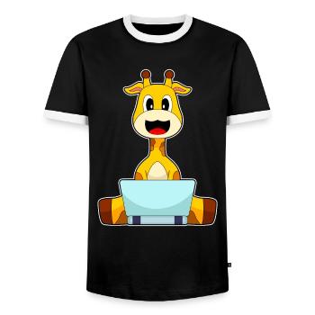Giraffe Laptop - Men's Ringer Shirt - black/white - Front - AI Model Female 172 light (172cm) & AI Model Male 178 light (178cm)
