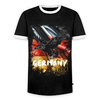 Deutscher Adler mit Deutschland Flagge - Männer Kontrast-T-Shirt - Schwarz/Weiß - Vorne - AI Model Female 172 light (172cm) & AI Model Male 178 light (178cm)