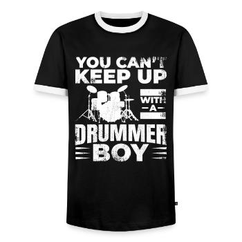 Drummer Junge - Männer Kontrast-T-Shirt - Schwarz/Weiß - Vorne - AI Model Female 172 light (172cm) & AI Model Male 178 light (178cm)