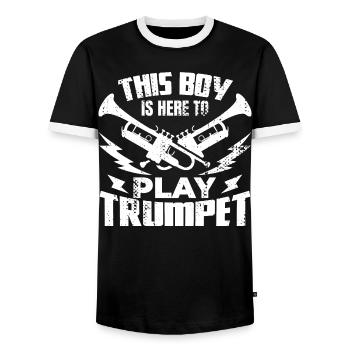 Kleiner Trompetenspieler - Männer Kontrast-T-Shirt - Schwarz/Weiß - Vorne - AI Model Female 172 light (172cm) & AI Model Male 178 light (178cm)
