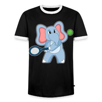 Raquette de tennis éléphant - T-shirt contrasté Homme - noir/blanc - Devant - AI Model Female 172 light (172cm) & AI Model Male 178 light (178cm)