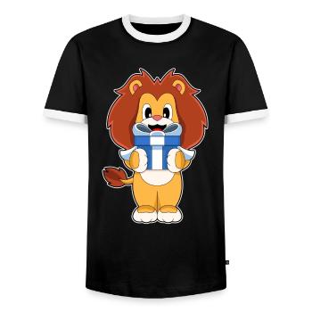 Forfait Noël Lion - T-shirt contrasté Homme - noir/blanc - Devant - AI Model Female 172 light (172cm) & AI Model Male 178 light (178cm)