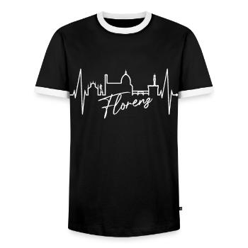 Florenz Skyline Italien Herzschlag I Love Firenze - Männer Kontrast-T-Shirt - Schwarz/Weiß - Vorne - AI Model Female 172 light (172cm) & AI Model Male 178 light (178cm)