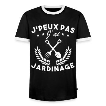 Je Peux Pas J ai Jardinage - T-shirt contrasté Homme - noir/blanc - Devant - AI Model Female 172 light (172cm) & AI Model Male 178 light (178cm)