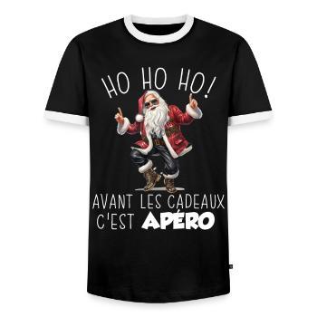 Humour Apéro Pull Moche De Noel Homme Femme - T-shirt contrasté Homme - noir/blanc - Devant - AI Model Female 172 light (172cm) & AI Model Male 178 light (178cm)