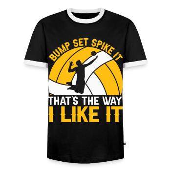 Bump Set Spike It That's the Way I Like - Men's Ringer Shirt - black/white - Front - AI Model Female 172 light (172cm) & AI Model Male 178 light (178cm)
