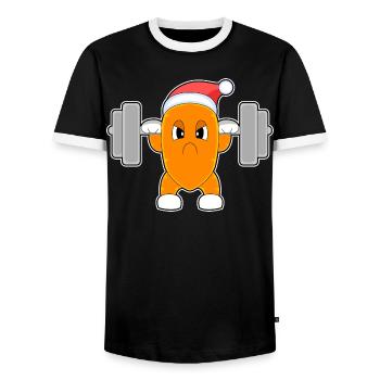 Carrot Christmas Bodybuilding - Men's Ringer Shirt - black/white - Front - AI Model Female 172 light (172cm) & AI Model Male 178 light (178cm)