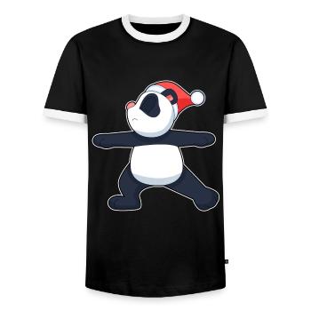 Panda Christmas Yoga - Men's Ringer Shirt - black/white - Front - AI Model Female 172 light (172cm) & AI Model Male 178 light (178cm)
