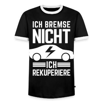 Ich Bremse nicht ich rekuperiere E-Auto Elektro - Männer Kontrast-T-Shirt - Schwarz/Weiß - Vorne - AI Model Female 172 light (172cm) & AI Model Male 178 light (178cm)