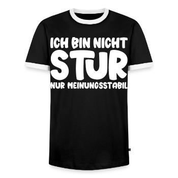 Ich bin nicht stur nur meinungsstabil - Männer Kontrast-T-Shirt - Schwarz/Weiß - Vorne - AI Model Female 172 light (172cm) & AI Model Male 178 light (178cm)
