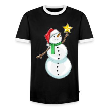 Poinsettia de Noël bonhomme de neige - T-shirt contrasté Homme - noir/blanc - Devant - AI Model Female 172 light (172cm) & AI Model Male 178 light (178cm)