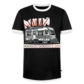 Ruhestand in Stil - Mit Wohnmobil - Männer Kontrast-T-Shirt - Schwarz/Weiß - Vorne - AI Model Female 172 light (172cm) & AI Model Male 178 light (178cm)