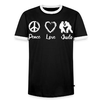 Judo Saying - Men's Ringer Shirt - black/white - Front - AI Model Female 172 light (172cm) & AI Model Male 178 light (178cm)
