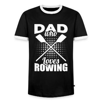 Father who loves rowing - Men's Ringer Shirt - black/white - Front - AI Model Female 172 light (172cm) & AI Model Male 178 light (178cm)