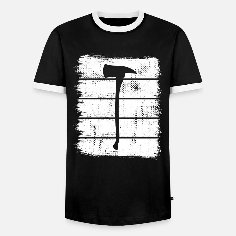 Firefighter Axe Sketch - Men's Ringer Shirt - black/white