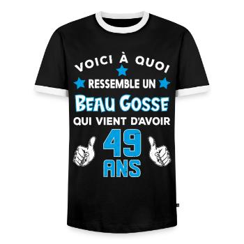 49 ans anniversaire homme cadeau drôle humour - T-shirt contrasté Homme - noir/blanc - Devant - AI Model Female 172 light (172cm) & AI Model Male 178 light (178cm)