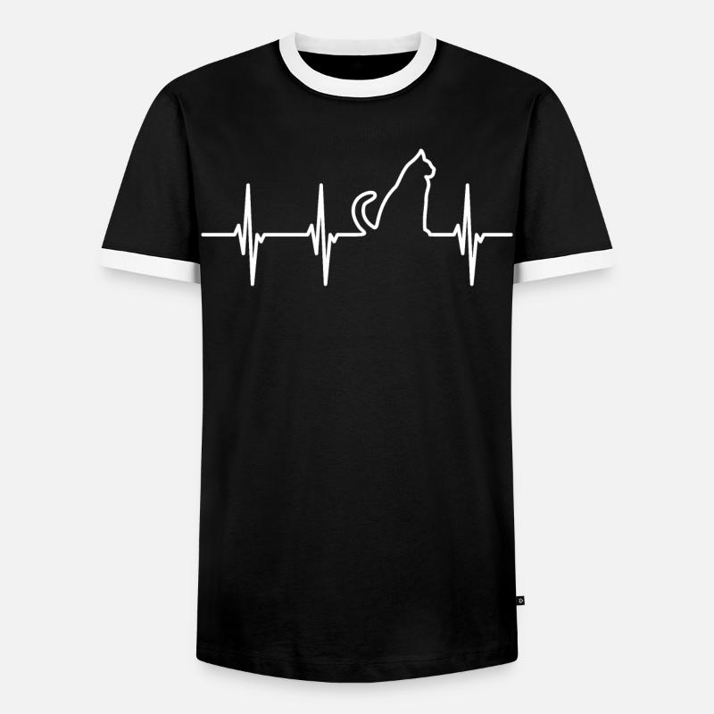 Cat Pulse Line - Men's Ringer Shirt - black/white