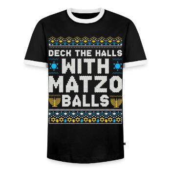 Happy Chrismukkah Christmas Hanukkah Xmas - Men's Ringer Shirt - black/white - Front - AI Model Female 172 light (172cm) & AI Model Male 178 light (178cm)