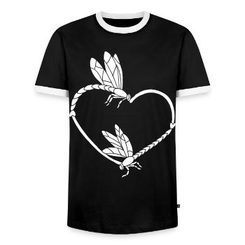 Insects in Love (White) - Men's Ringer Shirt - black/white - Front - AI Model Female 172 light (172cm) & AI Model Male 178 light (178cm)