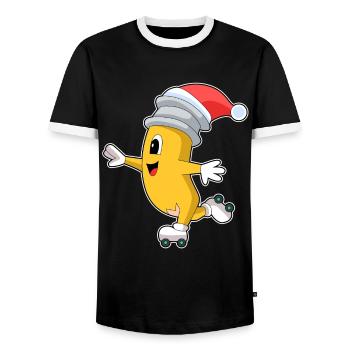 Patins à roulettes de Noël Pencil - T-shirt contrasté Homme - noir/blanc - Devant - AI Model Female 172 light (172cm) & AI Model Male 178 light (178cm)