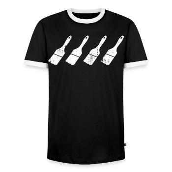 Painter's Brush Sketch - Men's Ringer Shirt - black/white - Front - AI Model Female 172 light (172cm) & AI Model Male 178 light (178cm)