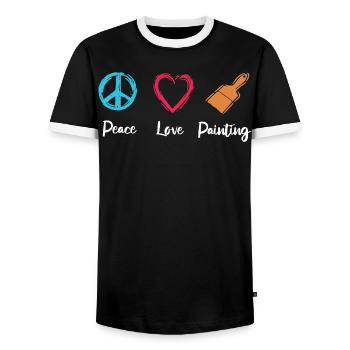 Peace Love Paint - Men's Ringer Shirt - black/white - Front - AI Model Female 172 light (172cm) & AI Model Male 178 light (178cm)