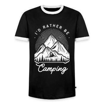 Citation sur le camping dans la nature Rather Be Camping - T-shirt contrasté Homme - noir/blanc - Devant - AI Model Female 172 light (172cm) & AI Model Male 178 light (178cm)