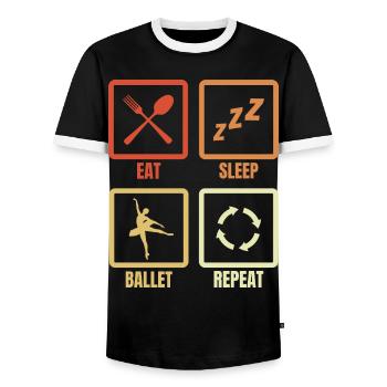 Eat Sleep Ballet Repeat - Men's Ringer Shirt - black/white - Front - AI Model Female 172 light (172cm) & AI Model Male 178 light (178cm)