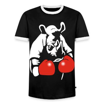 Box-Nashorn - Männer Kontrast-T-Shirt - Schwarz/Weiß - Vorne - AI Model Female 172 light (172cm) & AI Model Male 178 light (178cm)