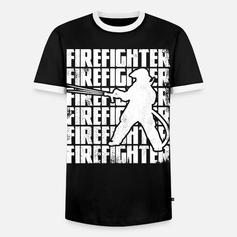 Funny Firefighter - Men's Ringer Shirt - black/white